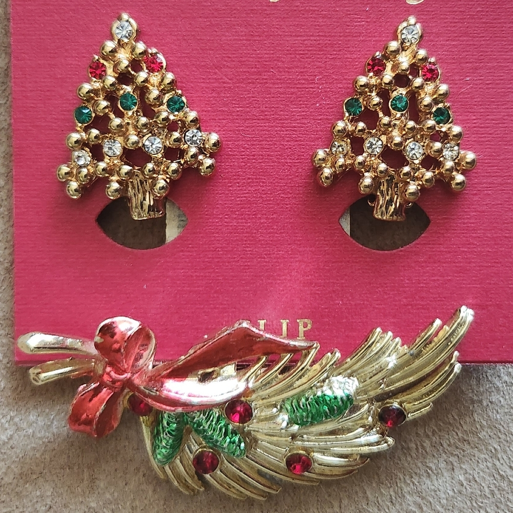 Clip on Earrings and Brooch